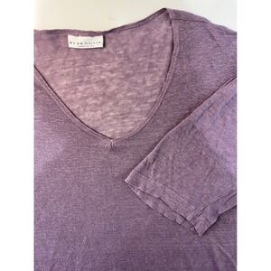 Bryn Walker Linen Tunic Top Dress Purple V-Neck Pocket Lightweight Made in USA